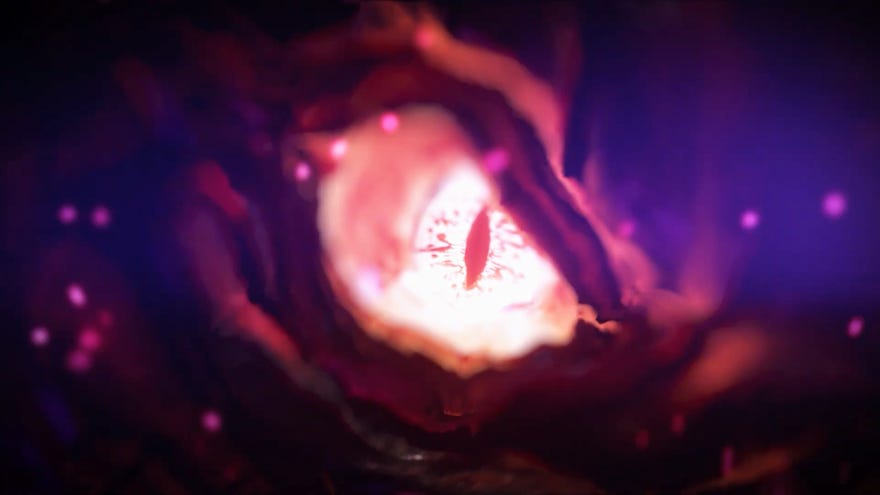 A close-up shot of the dragon’s eye from Tiny Tina’s Wonderlands