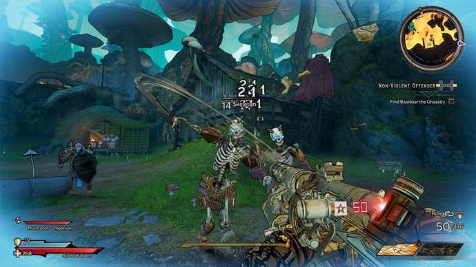 Skeletons swipe their sword as they get shot in Tiny Tina’s Wonderlands
