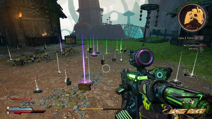 A variety of colourful loot lies on the floor in Tiny Tina’s Wonderlands