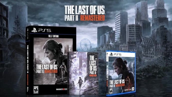 The Last of Us Part 2 Remastered for PS5 cover art showing Ellie looking down and to the right