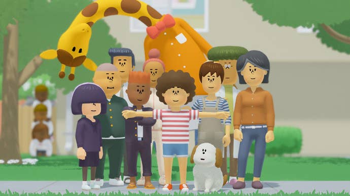 The teen is gathered with each their friends and family, including the municipality giraffe.