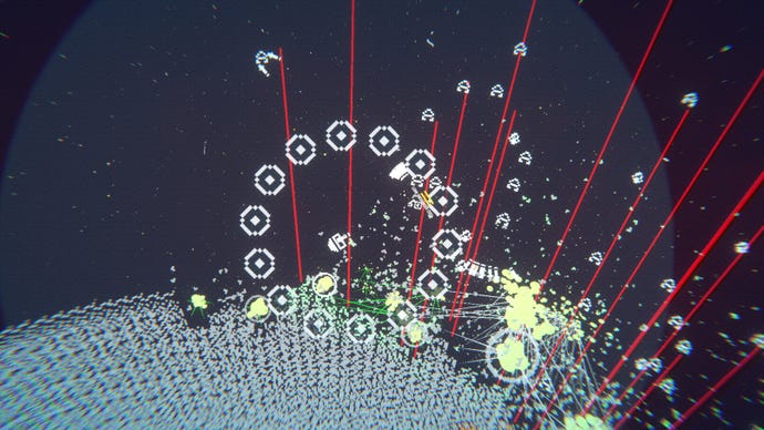 Drones and lasers bombard a planet surface in To The Core.