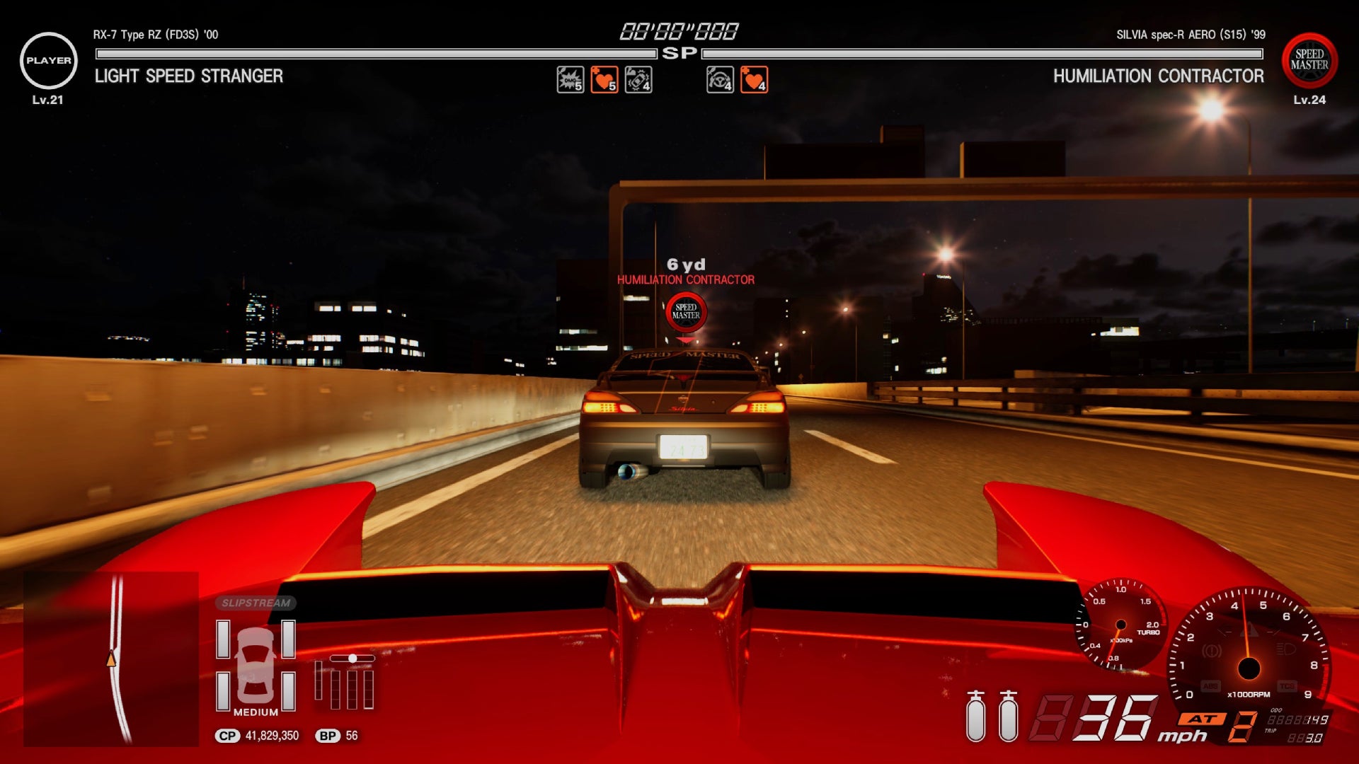 The player racing against Humiliation Contractor in Tokyo Xtreme Racer.