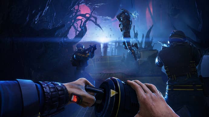 Fighting monsters in a Tom Clancy’s Rainbow Six Extraction screenshot.