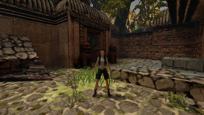 A side-by-side comparison shows Lara as a teen but rendered in more modern visuals.
