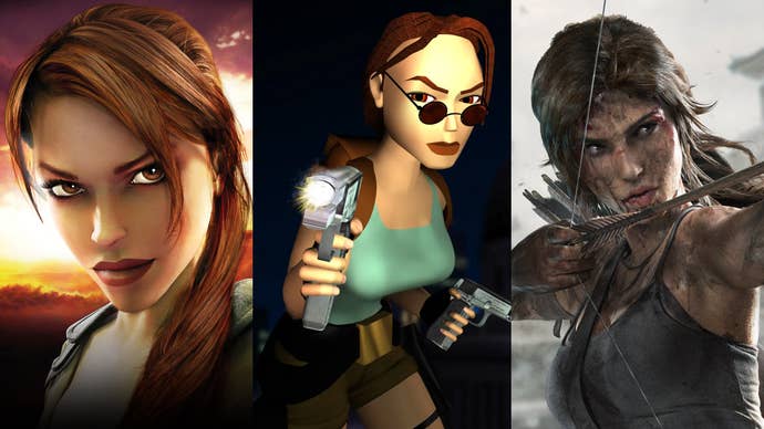Lara Croft from different timelines in the Tomb Raider series.