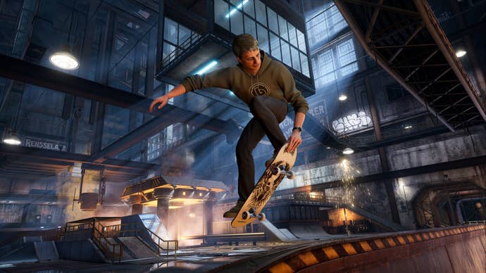 Tony Hawk’s Pro Skater 3 + 4 screenshot showing a male skateboarder performing a trick.
