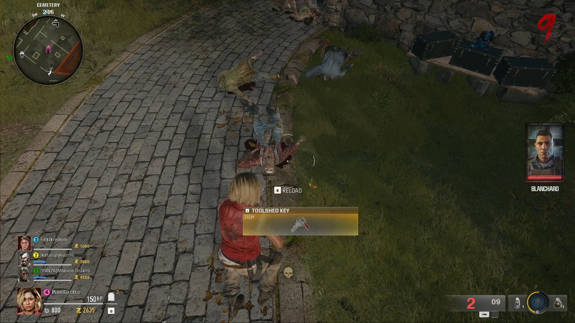 Picking up the Toolshed Key from the dead Groundskeeper in Black Ops 6 Zombie's Liberty Falls. - 7