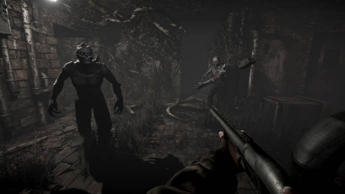 Fighting some skull faced dudes with a shotgun in Total Chaos.