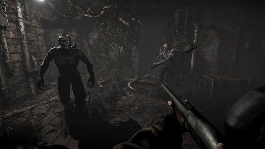 Fighting some skull faced dudes with a shotgun in Total Chaos.