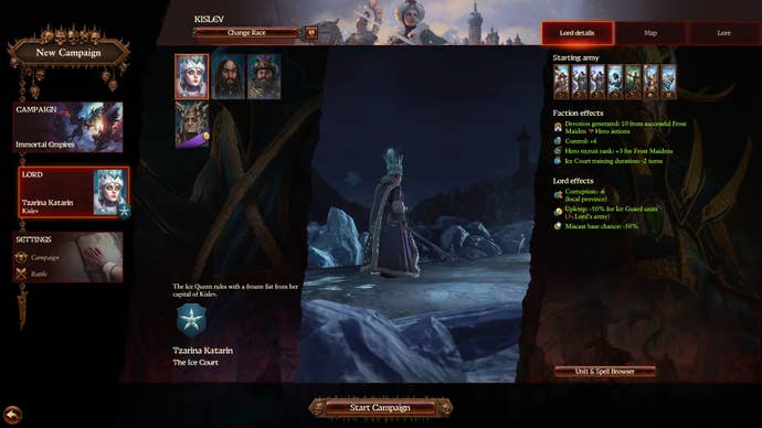 Lord selection in Total War Warhammer 3.