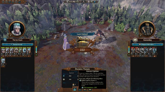 Post battle options in Total War Warhammer 3.