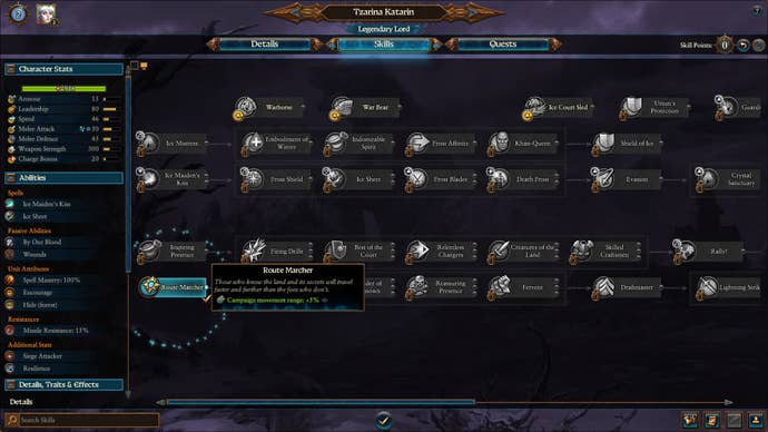 Skill point selection in Total War Warhammer 3.