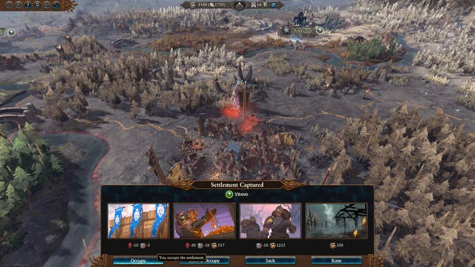 Capturing a settlement in Total War Warhammer 3.