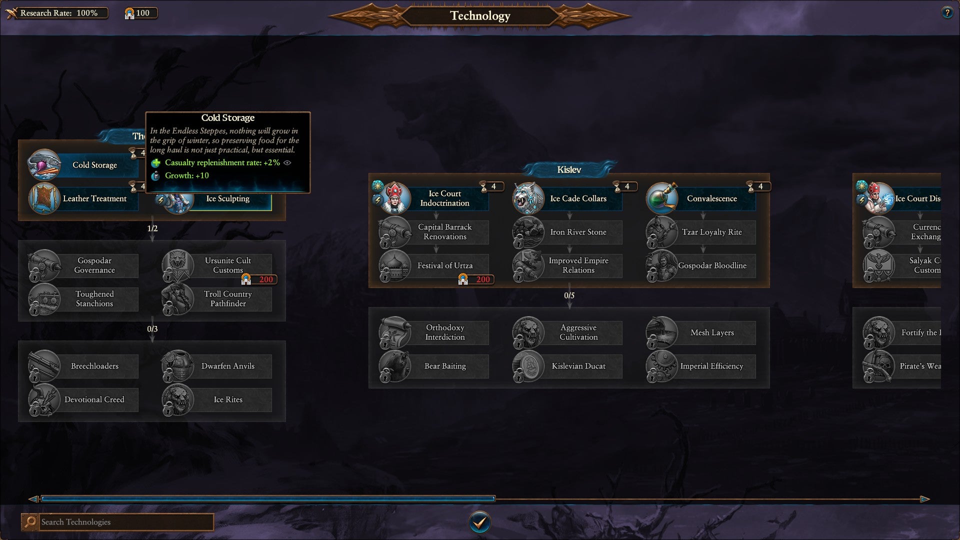 A research tree in Total War Warhammer 3. - 7