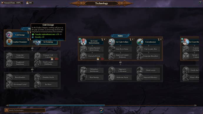 A research tree in Total War Warhammer 3.