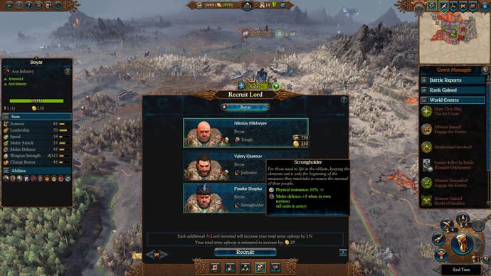 Recruiting a generic lord in Total War Warhammer 3.
