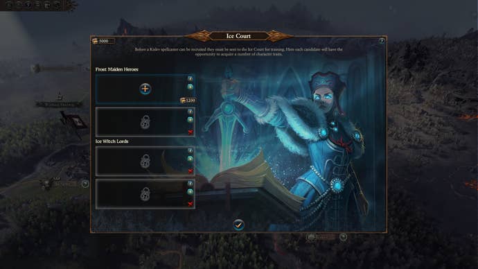 The ice court menu in Total War Warhammer 3.