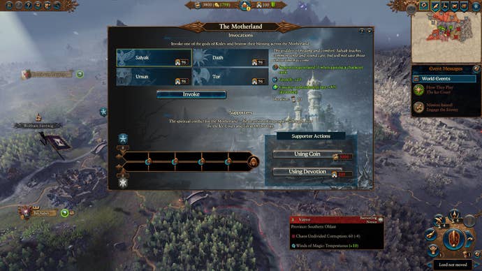 The Motherland menu in Total War Warhammer 3.