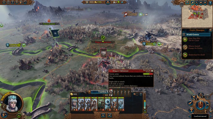 Starting a fight on the campaign map in Total War Warhammer 3.