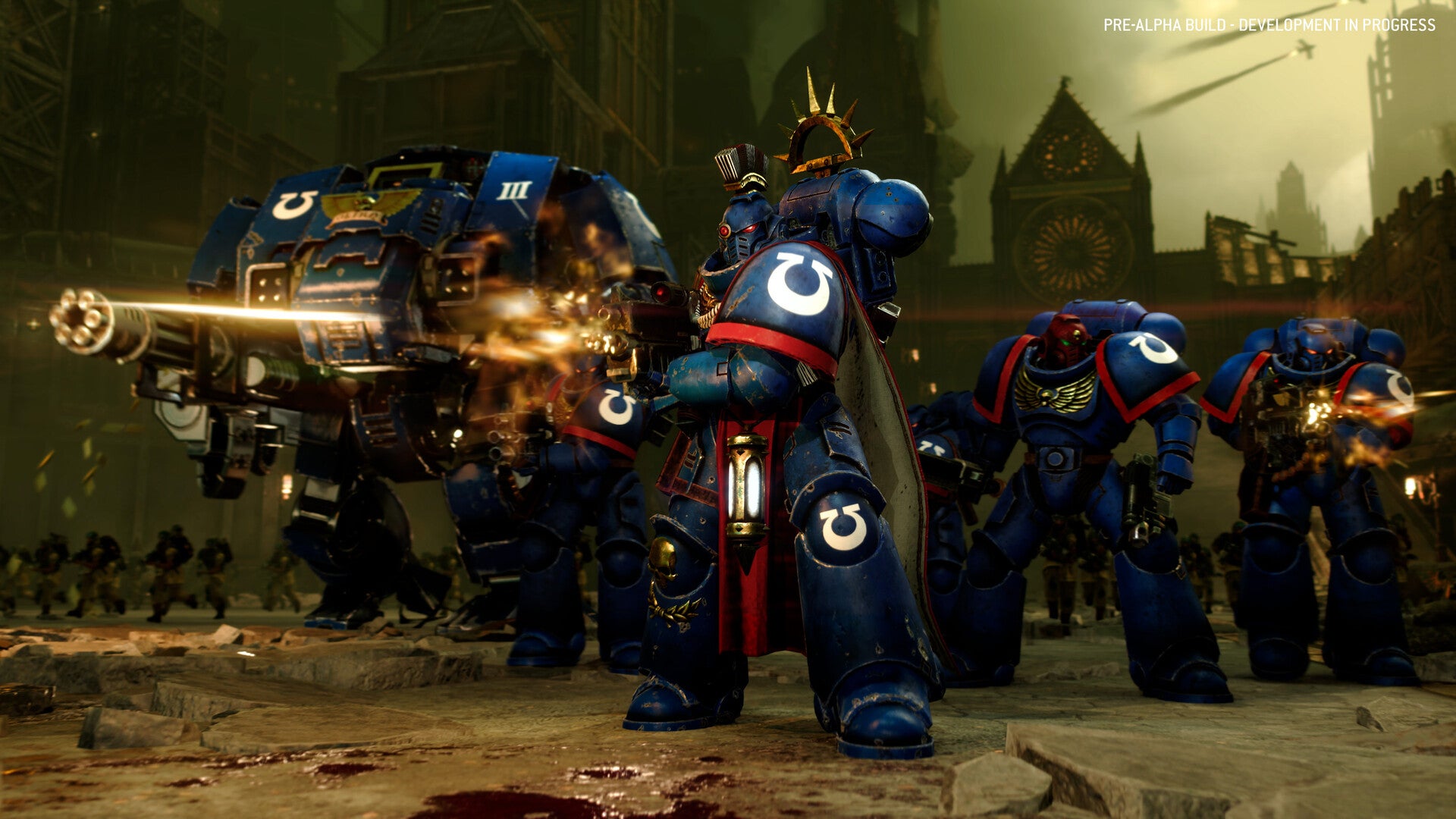 Space Marines standing in a line in Total War: Warhammer 40,000. - 1