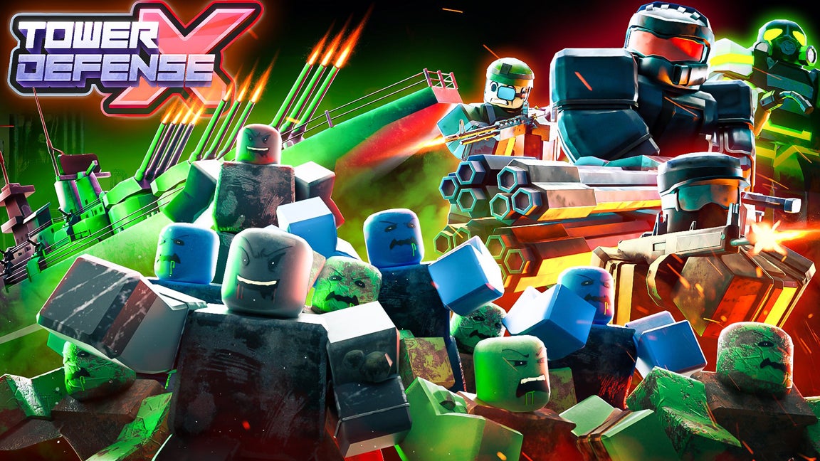 Artwork showing zombies and soldiers for the Roblox game Tower Defense X. - 1