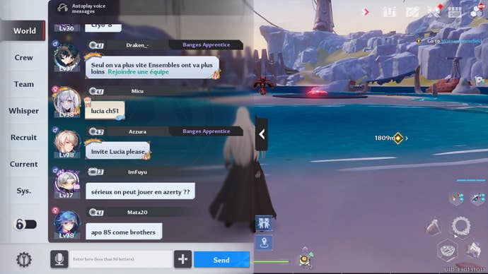 Tower of Fantasy world chat.