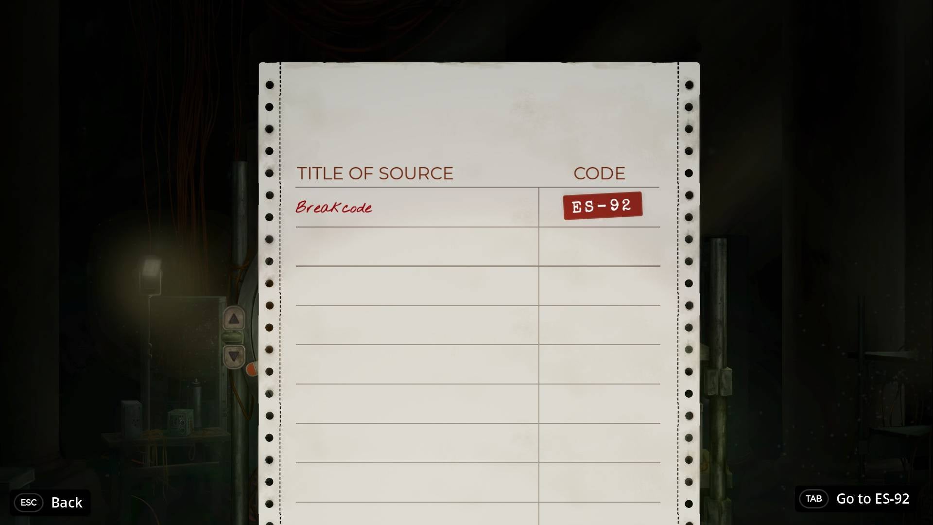 A notebook showing a book title and its assigned identifier code - 4