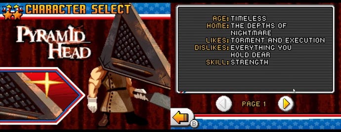 Pyramid Head's cutesified character in the casual sports game series International Track and Field