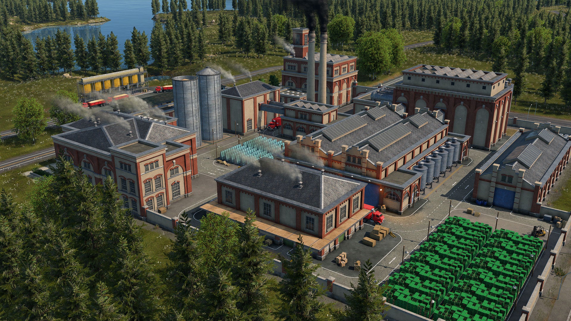 A factory making glass in Transport Fever 3