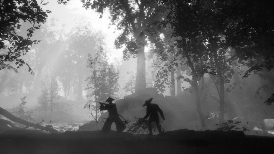 The bloody end of a swordfight in a Trek To Yomi screenshot.