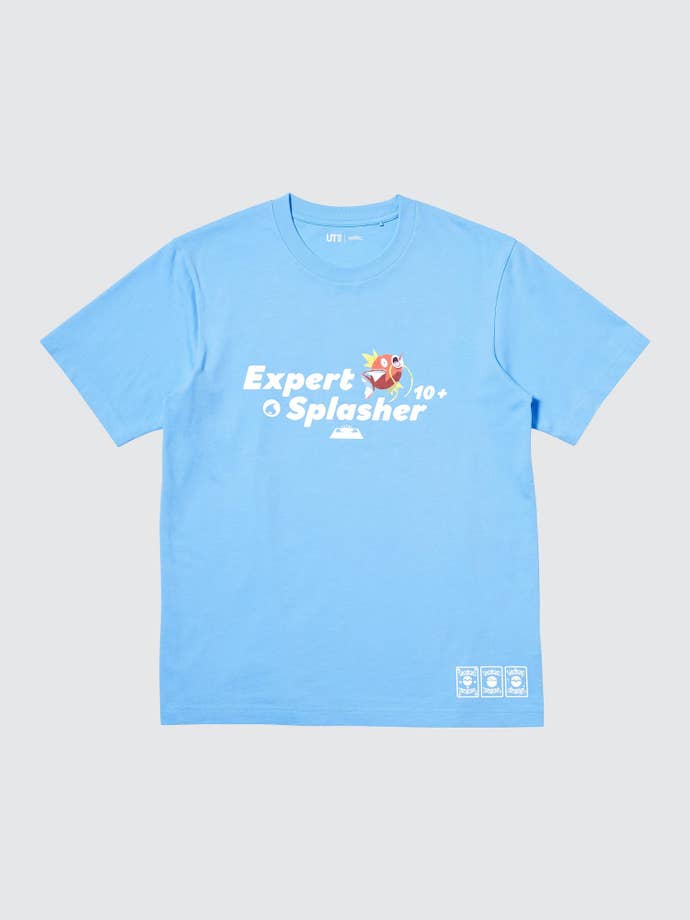 The words 'expert splasher' with a little picture of Magikarp and a +10 on a shirt