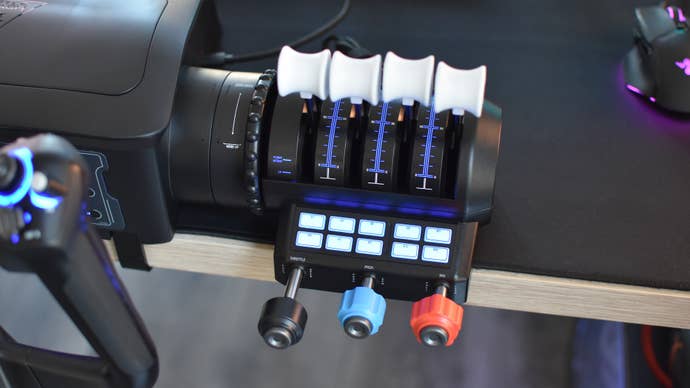 The throttle quandrant module of the Turtle Beach VelocityOne Flight controller.