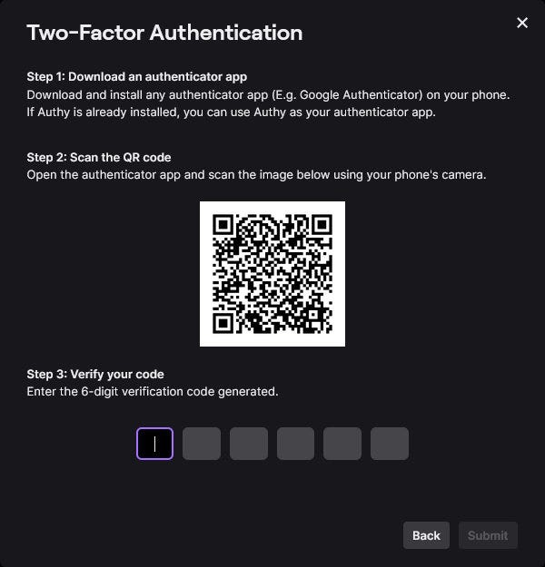 A screenshot of Twitch’s instructions on how to enable Two-Factor Authentication.