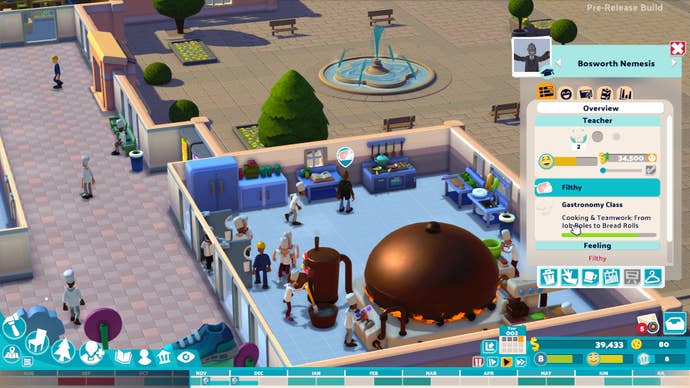 Viewing a Gastronomy teacher’s traits in Two Point Campus.