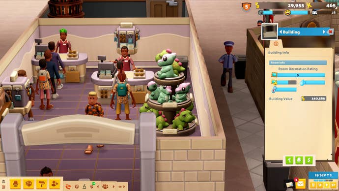 A gift shop filled with dinosaur plushies in Two Point Museum.