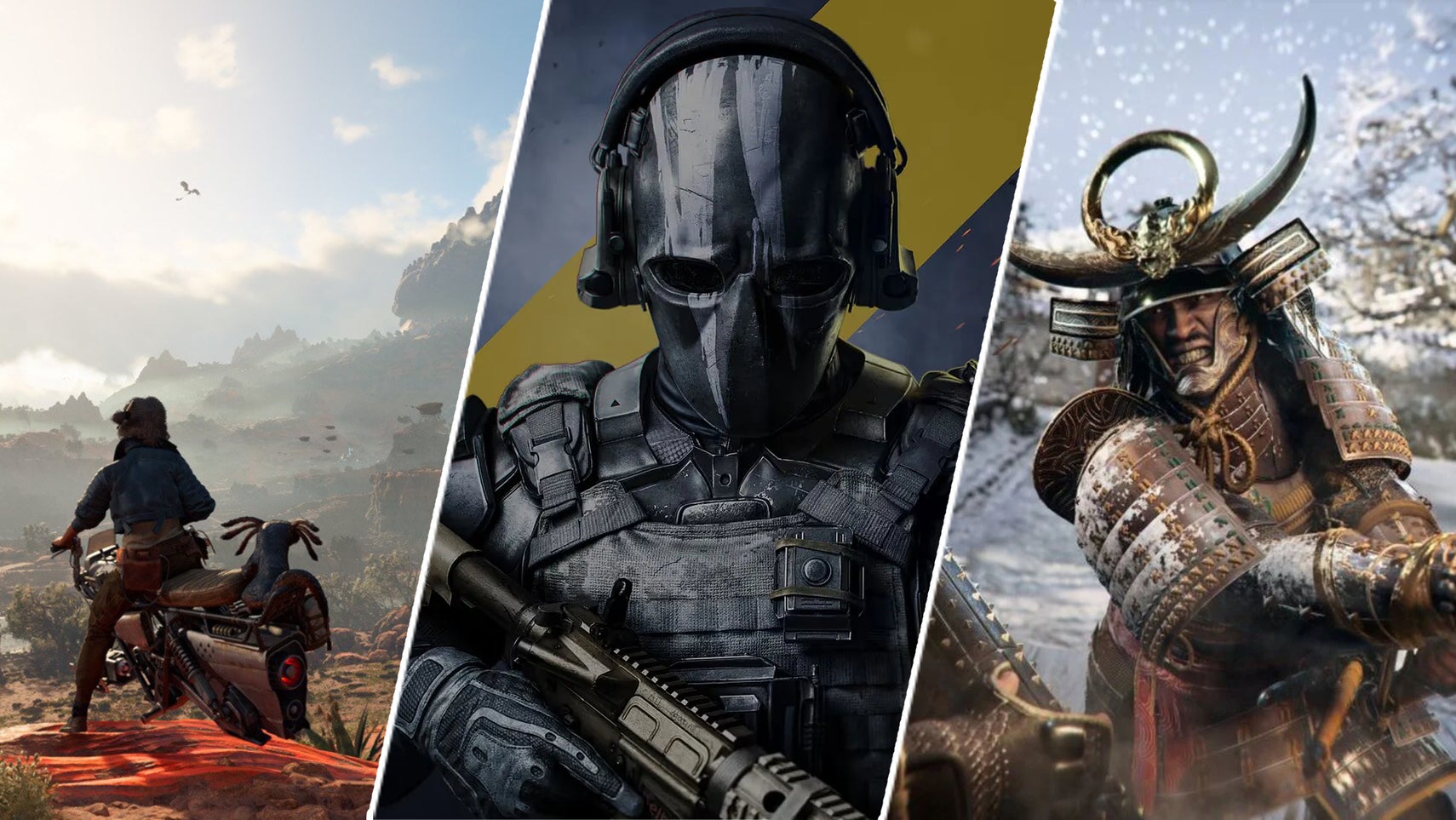 Kay Vess in Star Wars: Outlaws alongside a soldier in XDefiant and Yasuke in Assassin's Creed Shadows. - 1