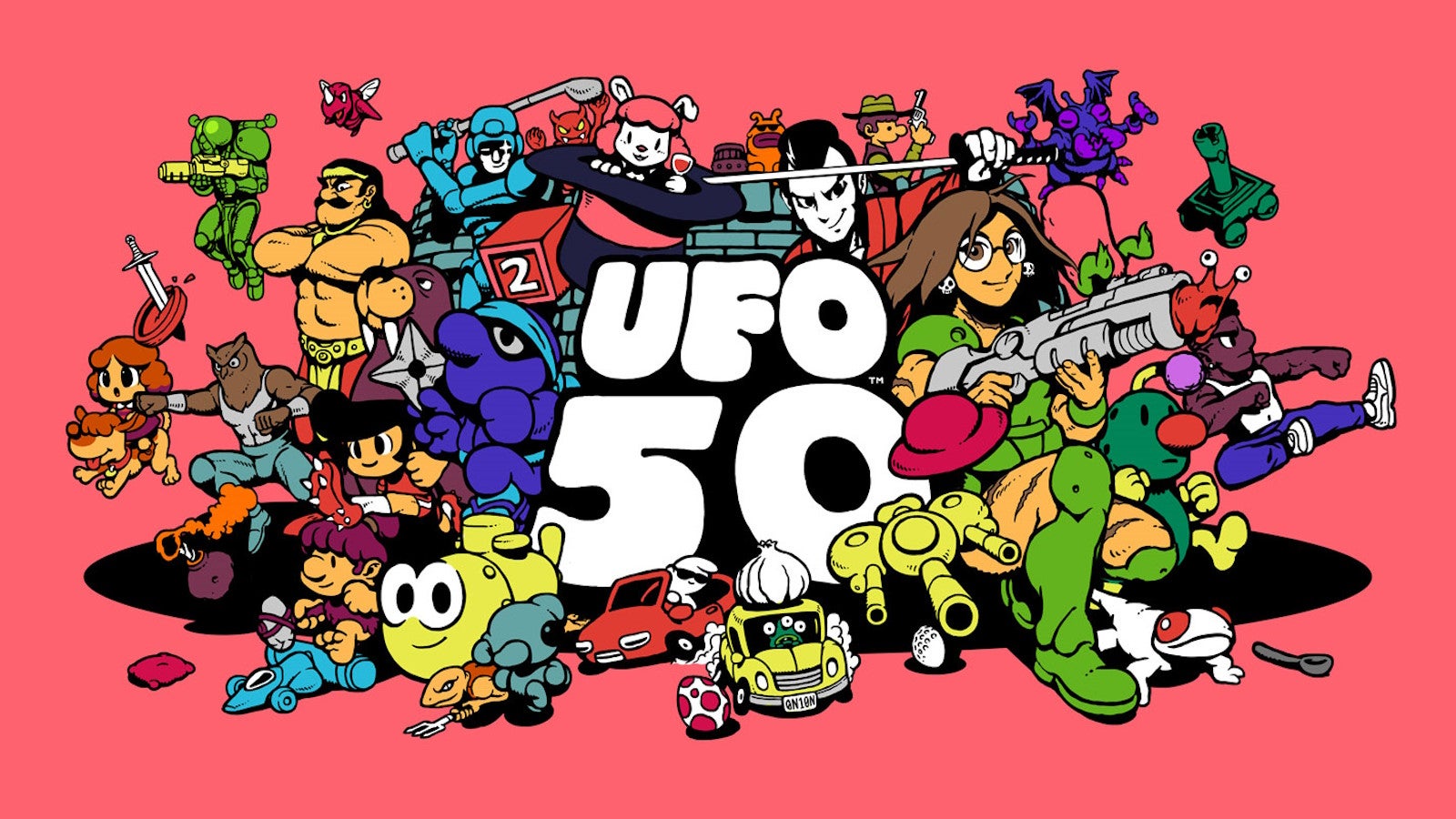 The logo for UFO 50, consisting of 50 different game characters all bunched together - 1