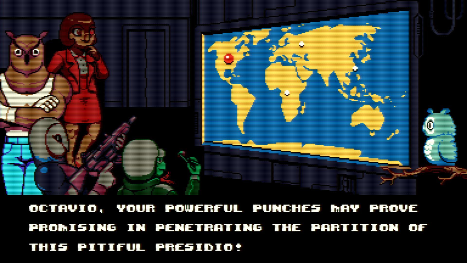 An owl gives a briefing to four other owls, all action heroes recruited to stop a terrorist group. - 11