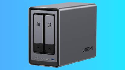 UGREEN NASync DXP2800 NAS on a gradient background