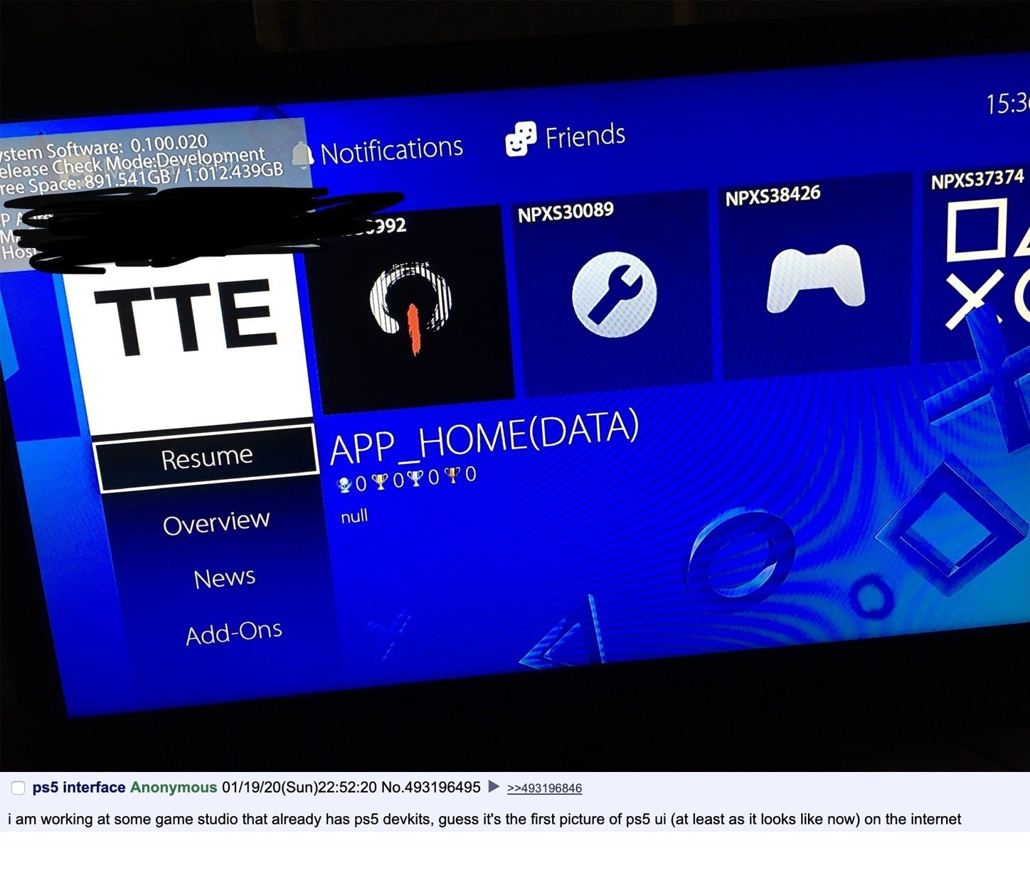 Menu PS5 na pierwszym zdjęciu? Interfejs podobny do PlayStation 4 ...