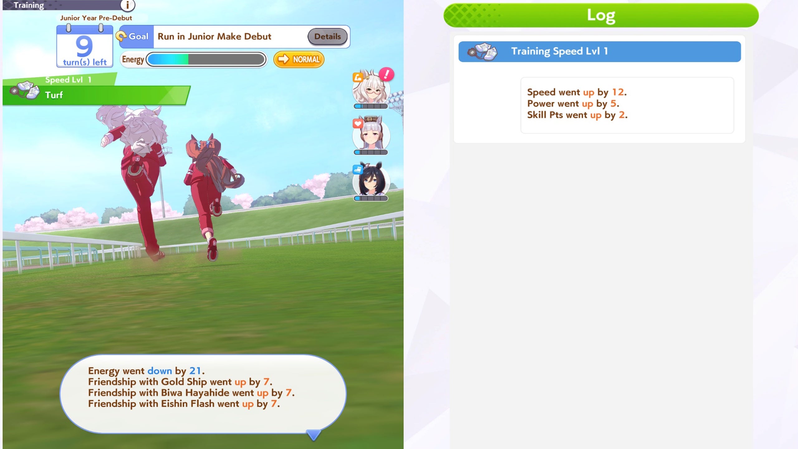 A set of Umamusume running on a track during training - 3