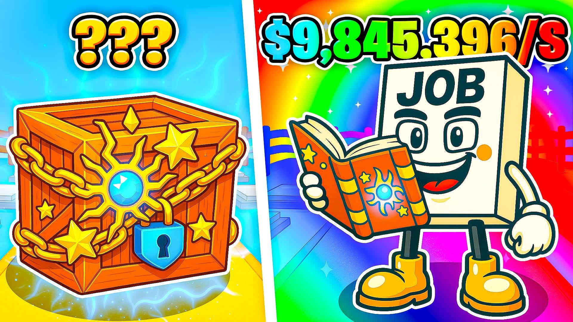 A header for the Fortnite UGC map, Unbox A Brainrot, featuring a locked crate and the Job Job Job Sahur Brainrot that emerges when it's opened. - 1