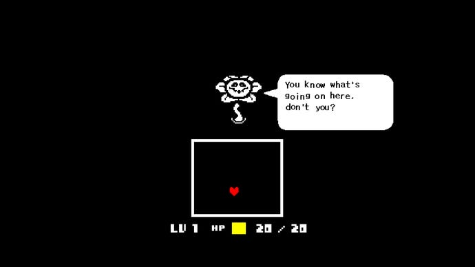 ‘You know what’s going on here, don’t you?’ asks Flowey in an Undertale screenshot.