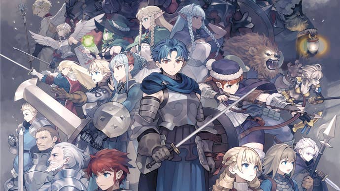 Unicorn Overlord official artwork showing a montage of JRPG-style characters with medaeval gear.