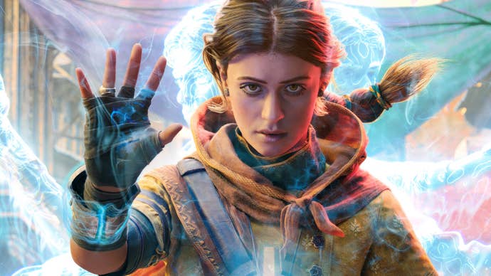 Unknown 9 artwork showing Haroona holding up her hand.