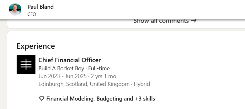 Print do LinkedIn de Paul Bland