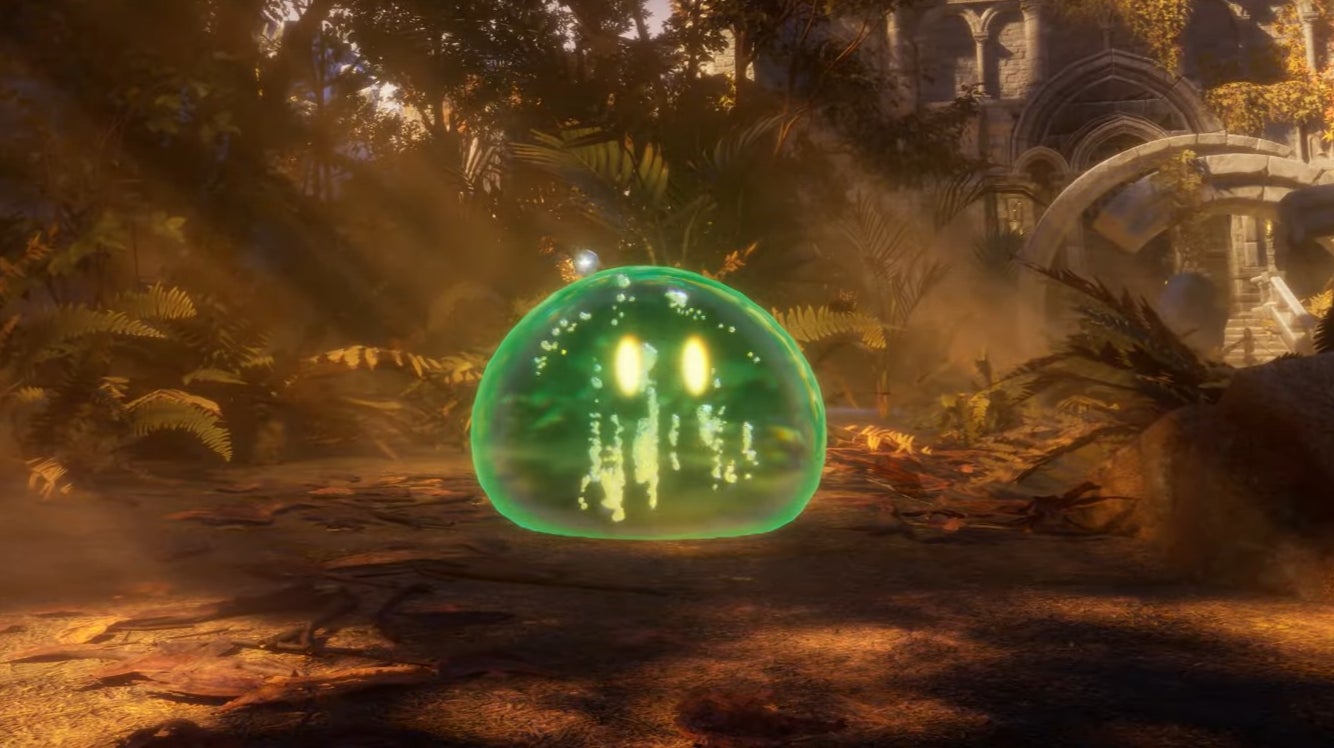 A green slime in a forest in an unnamed WIP game project - 1