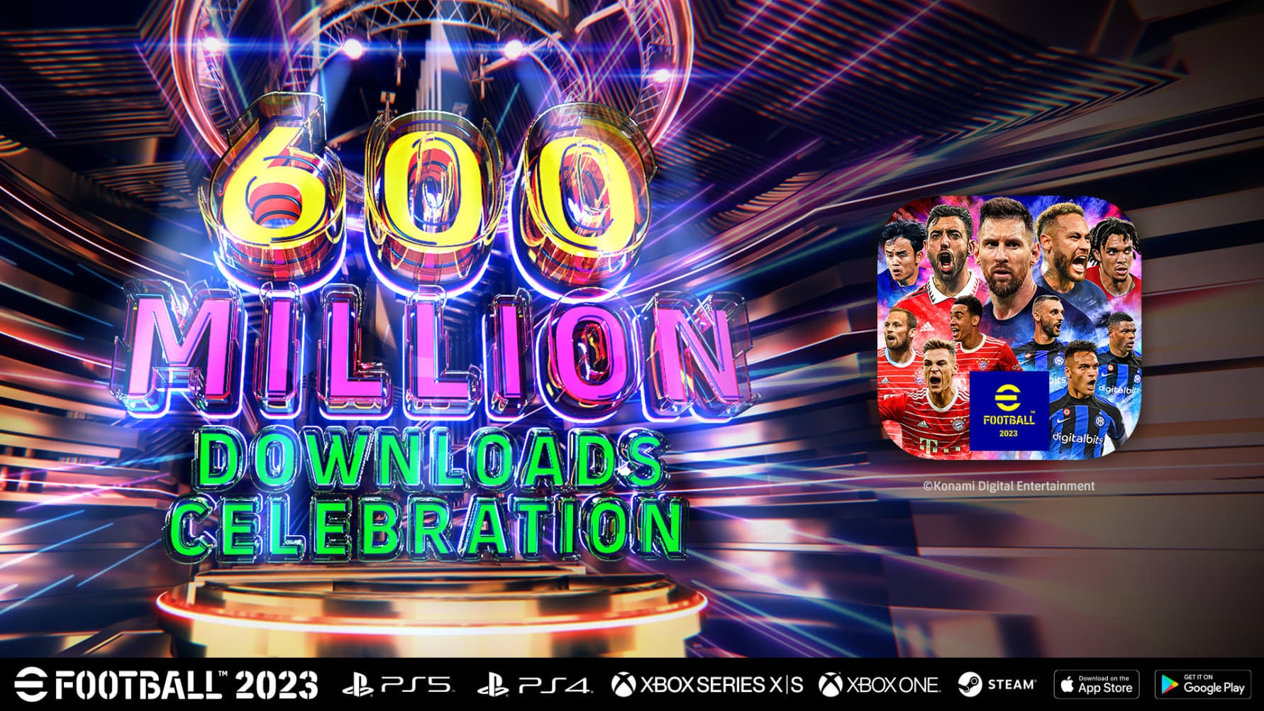 eFootball 600 million downloads celebration