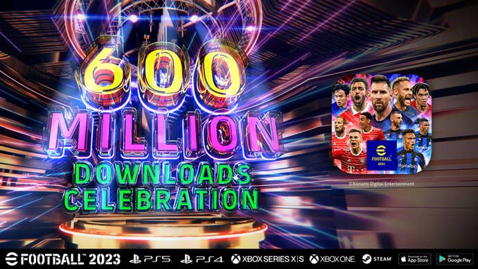 eFootball 600 million downloads celebration